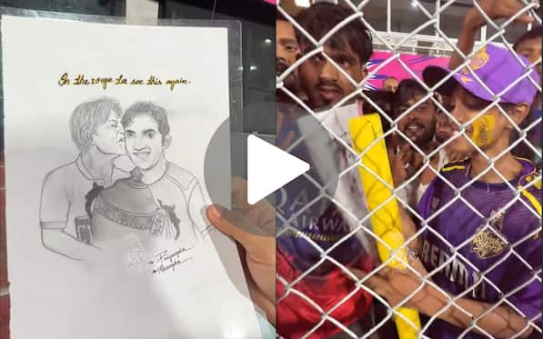 [Watch] Fangirl Gifts Gambhir A SRK Sketch Of Owner Kissing KKR Mentor